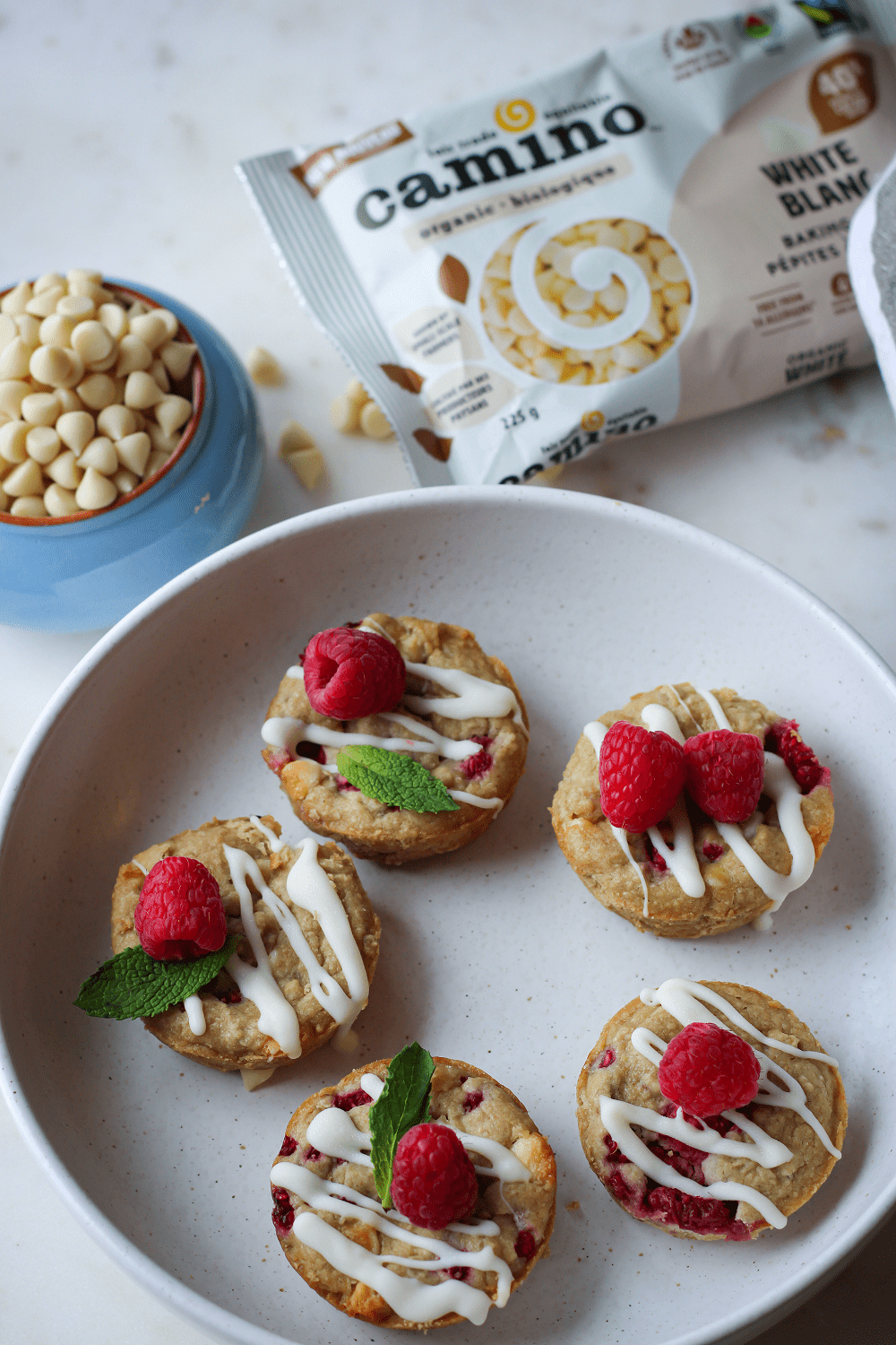 Vegan Raspberry White Chocolate Blondies